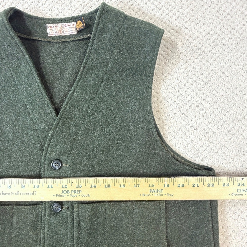 Vintage Filson Mackinaw Wool Vest *FLAWS* XL Forest Green Button Front Hunting - Picture 4 of 9